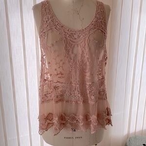 Embroidered Tank in vintage pink colour